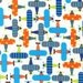 Ann Kelle, Ready, Set, Go, Airplanes in Bright Organic Cotton Fabric - By the Yard
