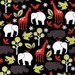 Michael Miller Zoology Animals Black Fabric- By the Yard