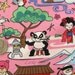 Kawaii Sumo Panda Anime Cartoon Pink Fabric - By the Yard