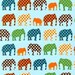 Laurie Wisbrun, Urban Circus Elephants Earth Blue Fabric - By the Yard