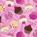 Tossed Cupcakes on Pink Fabric - By the Yard