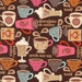 Wendy Bentley, Perk Me Up, Coffee Cups Brown Fabric - By the Yard