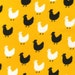 Pink Light Design, Menagerie, Chickens on Yellow Fabric - By the Yard