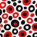 Dr. Seuss, Funky Dots Red Black on White Fabric - By the Yard