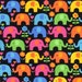 Elephants on Parade, Elephants and Flowers Black Fabric - By the Yard