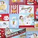 Yuwa Live, French Food Label Patchwork Red/Blue Japanese Fabric - By the Yard