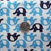 Cute Elephant Rows (Blue) Japanese Fabric - Half Yard