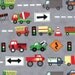 Jenn Ski, Ten Little Things, Trucks Grey Fabric - REMNANT Size 31 Inches by 44 Inches