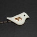 Hand Sculpted White Bird Hair Accessory Bobby Pin, Porcelain Clay and Rhinestone Crystals