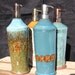 Tall Kitchen Sink Stoneware Soap Dispenser with Stainless Steel Pump in Turquoise Blue with Tree Stamps