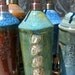 Tall Kitchen Sink Stoneware Soap Dispenser with Copper Pump in Jade Green