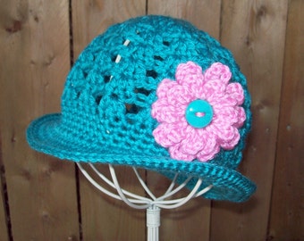 Spring Baby Hat Crochet Pattern Brimmed Sun Hat for Babies and Toddlers with Changeable Flower in PDF Summer Sun Hat
