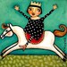 Look Ma NO HANDS 6x6 horse riding PRINT from painting by Tascha