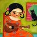 Frida Kahlo plays guitar to kitty cat PRINT from painting by tascha