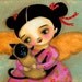 ORIGINAL Angel and Siamese Cat painting acrylic on stretched canvas by tascha