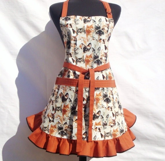 The Beautiful Cats Full Apron with Flounce