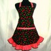 Retro Cherry Apron, Full Kitchen Hostess Style with Pocket and Ruffle