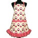 Cupcake Apron, Retro Hostess Style, Butter Cream with Red and White Check Trim