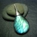 Iridescent Labradorite Gemstone Wirewrap Sterling Silver Pendant