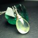 Prehnite Sterling Silver Necklace Large Pendant Wire Wrap Teardrop Gemstone on 18 inch Necklace
