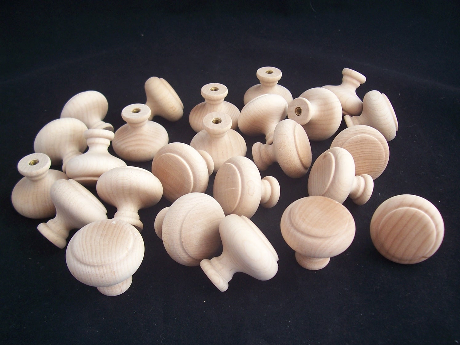 Set of 24 Unfinished Maple Wood Knobs Pulls by woodupnorth