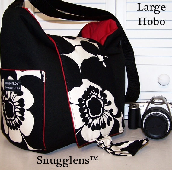 CUSTOM Cute Digital SLR HOBO camera bag LARGE Sofia black and