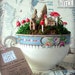 Miniature Mossy Fairy Town in a Teacup Filled with Moss, Faerie Whimsy and Dreamy Delight