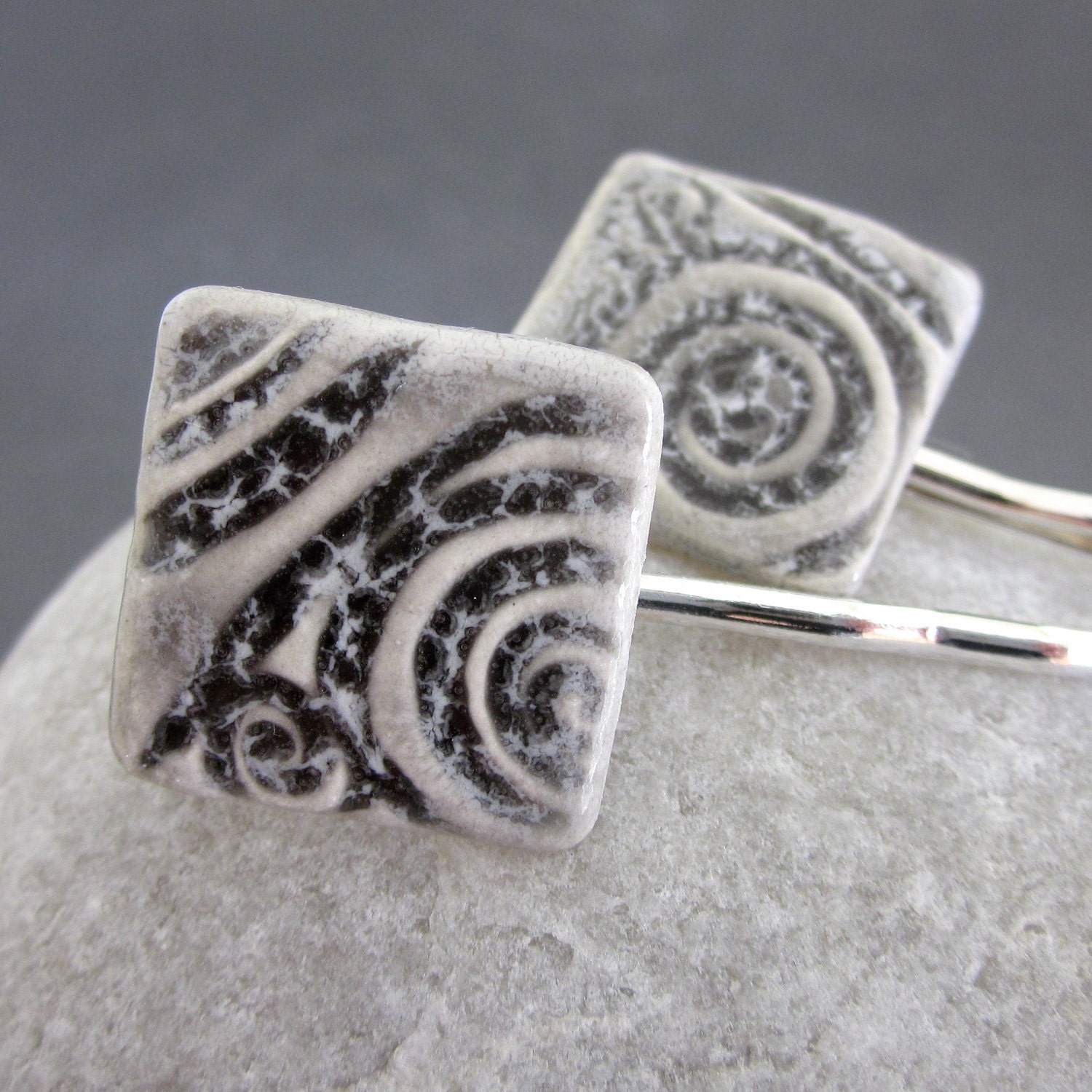 Handmade Ceramic Bobby Pin Pair by ginpins on Etsy