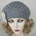 Gray Beret Style Newsboy Cloche Winter Crochet Hat