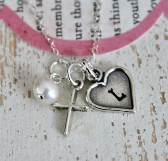 Girls Cross Necklace Baptism Gift confirmation first