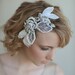 Rhinestone bridal headpiece, hair comb, Rhinestone and tulle leaf head piece - Style 037 - Made to Order