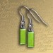 Fused Dichroic Glass Earrings - Green Itty Bitty - ER444