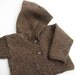 Toddler Hooded Knit Sweater . Baby Hoodie . Brown Tweed . Button Front . Handknit Sweater With Hood . 12 to 18 Months