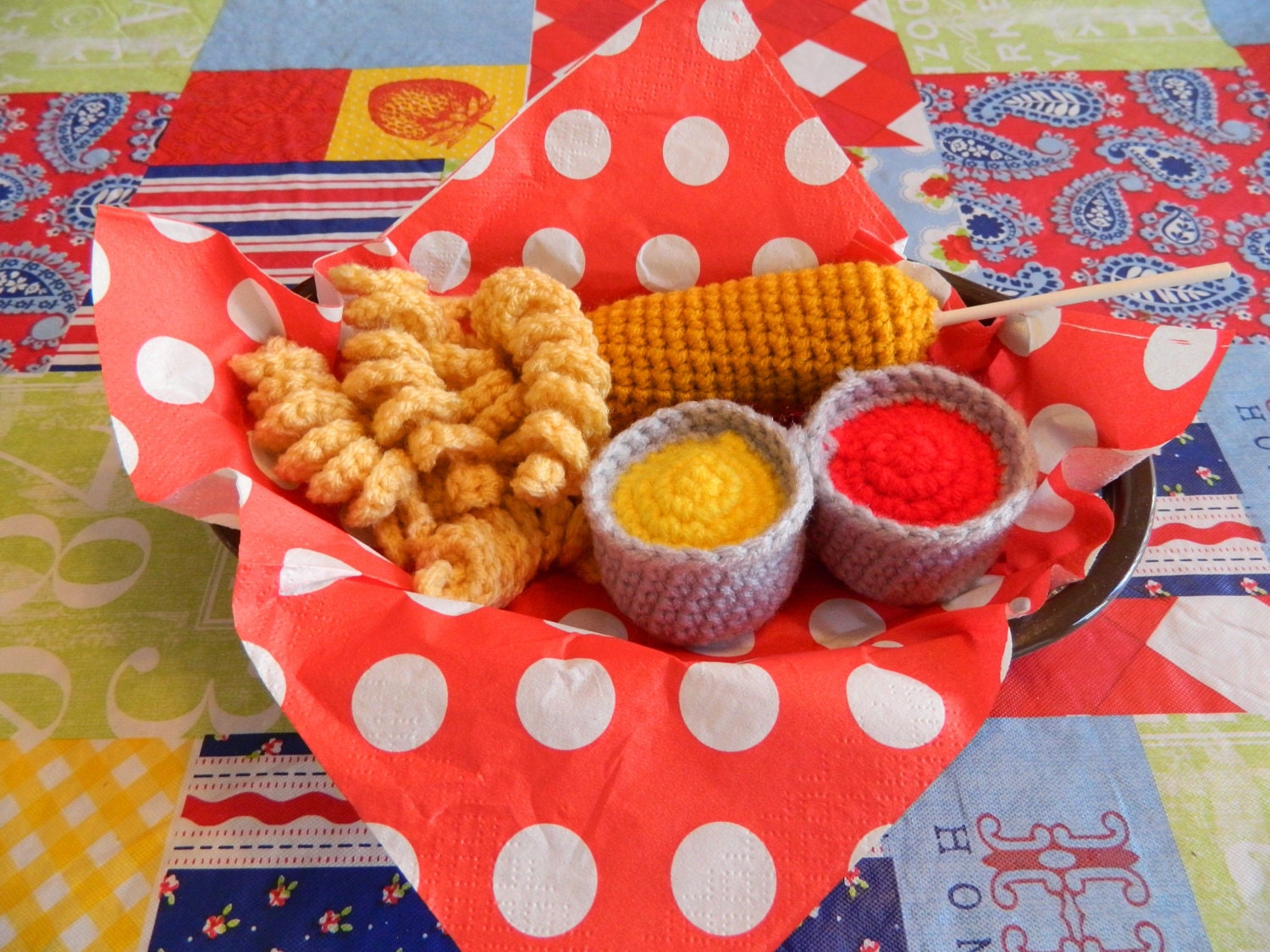 Crochet Pattern for Cherry Bakewells / Cakes Play Food Toy