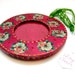 Pretty Fuschia Photo Frame Ornament with Green Lace Loop . Retro Rockabilly