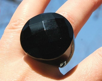 Rainbow obsidian ring hand carved stone ring size 7