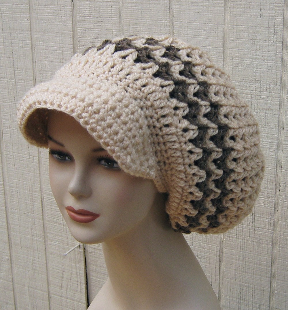 Visor Dread Tam Hat Slouchy Beanie Newsboy Cap long beige