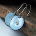 BLACK FRIDAY SALE Earrings Light Blue Enamel on Copper Pierced with Freshwater Pearls