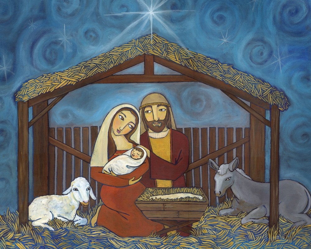 Nativity Holy Family Art Print 8X10 by Ann Gardner by annzania