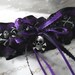 Purple Lace- Black Satin Skull Crossbones Garter-Goth Wedding-Pirate Wedding-Prom Garter-Bachelorette Party-Hen Party-Toss Garter