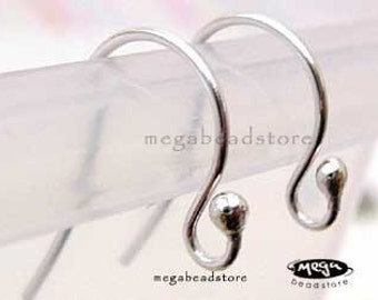 10 pcs 925 Sterling Silver Earwires Single Dot Ear Wire Earring Hooks F224