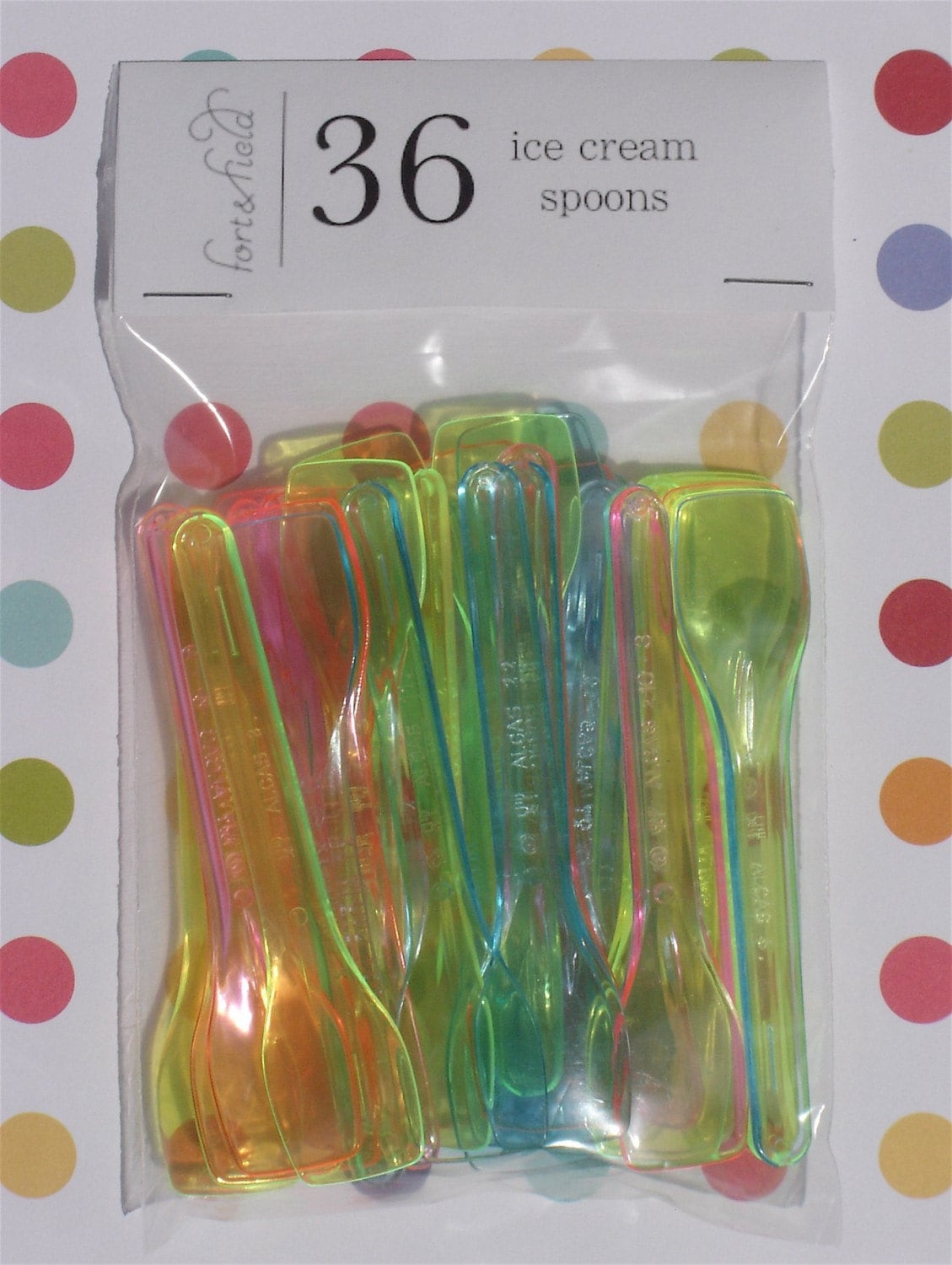 36 plastic ice cream spoons multicolored pink yellow
