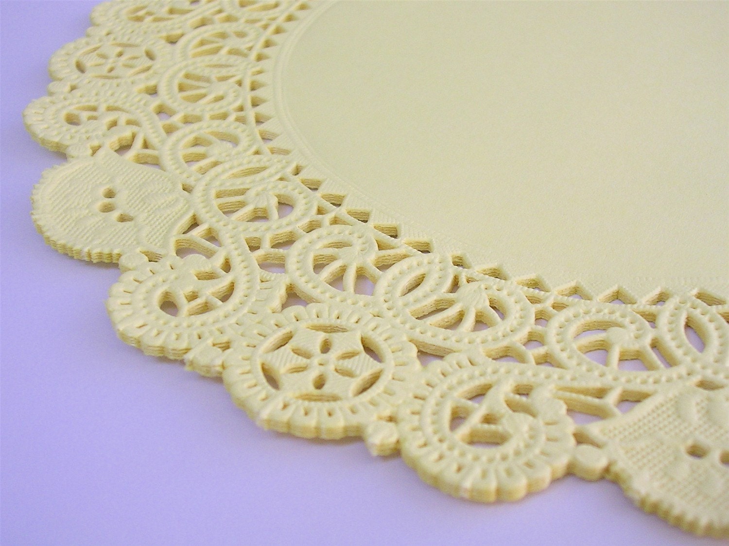 36 assorted light yellow circle paper doilies by fortandfield