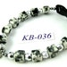 KB-036 black and white porcelain cubes and silver acrylic Kitty Cat Bling Beaded Collar complete with breakaway buckle bell and tag ring