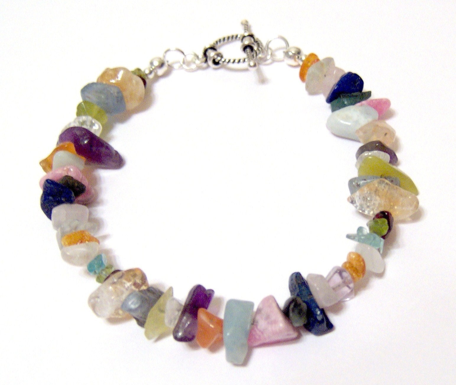 Gemstone Chip Bracelet with Sterling Silver Toggle