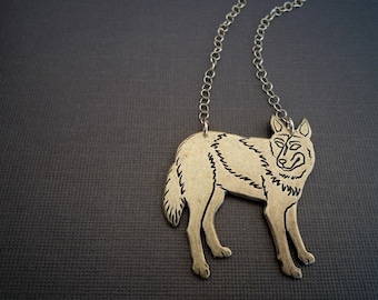 golden wolf necklace | gold wolf | statement necklace | 14kt gold filled chain