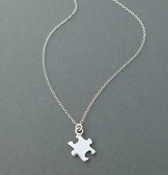 sterling silver puzzle piece necklace autism awareness