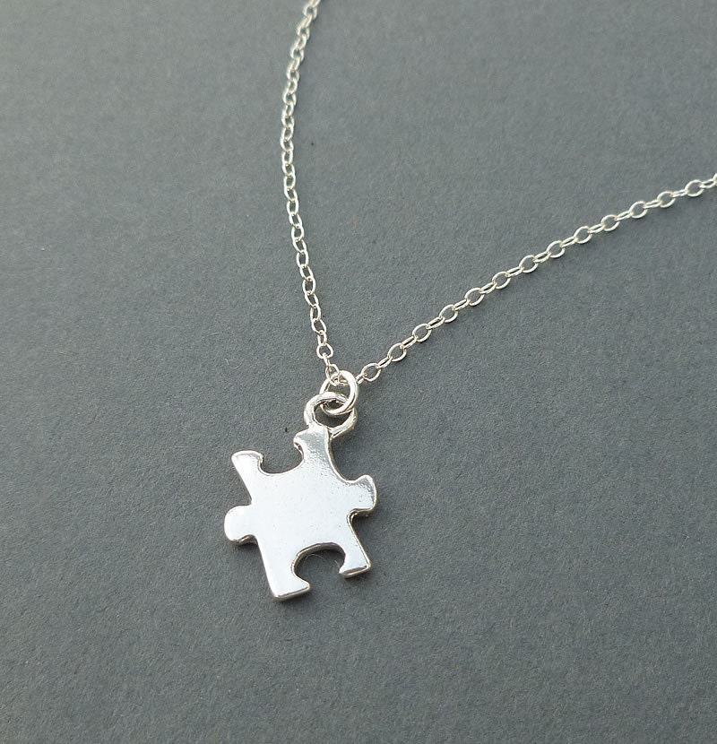 sterling silver puzzle piece necklace autism awareness