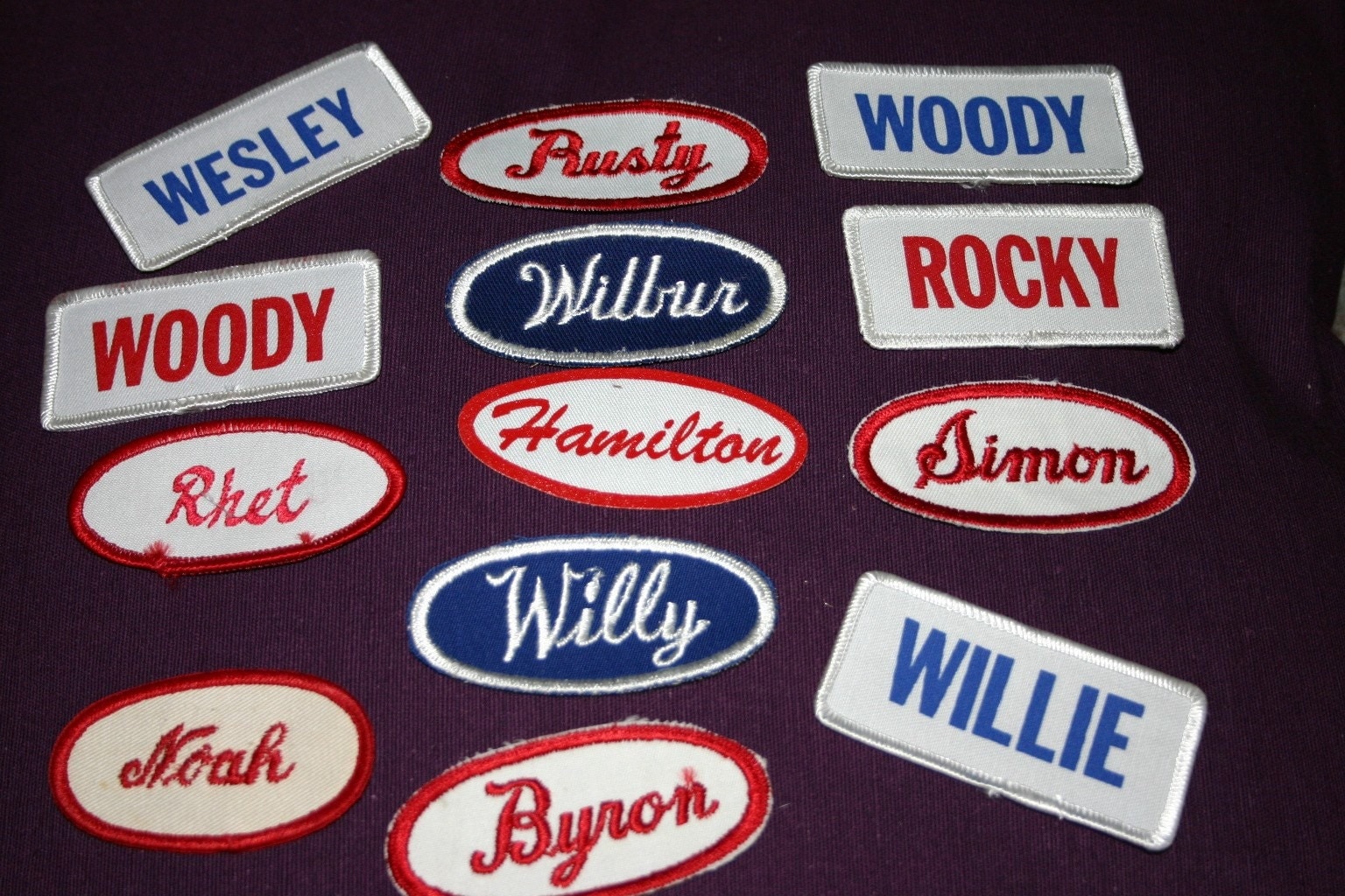 vintage mens work shirt name badges by surlymermaid on Etsy