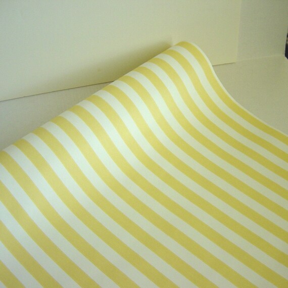 Yellow and White Striped Wallpaper Roll FSC Wallcoverings